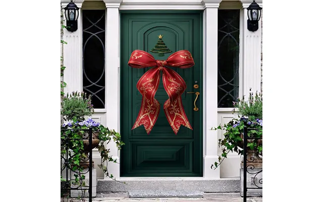 Aperturee Green Retro Door Red Bow Tie Christmas Door Cover - Aperturee