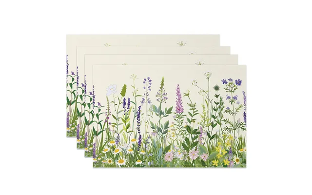 Aperturee Painted Spring Greenery Wildfloral Set Of 4 Placemats - 14x12 Inch