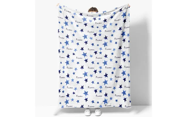 Aperturee Personalized Blue Starry Night Blanket With Custom Name - Watercolor Stars For Baby Boy