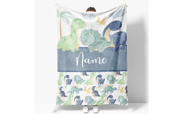 Aperturee Personalized Dinosaur Name Blanket For Boys - Cute Watercolor Dino Pattern