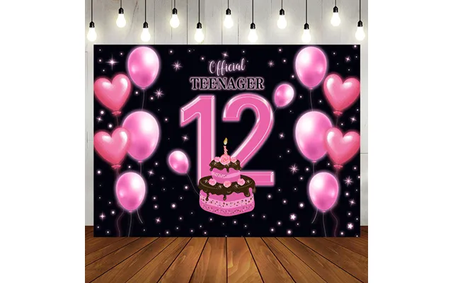 Aperturee Pink Balloon Cake Official Teenager 12th Backdrop - Aperturee
