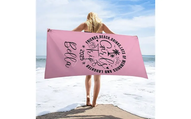 Aperturee Pink Black Girls Trip Summer Custom Name Beach Towel - 22x42in 55x105cm