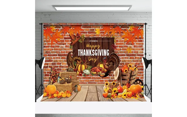 Aperturee Pumpkin Maples Turkey Brick Thanksgiving Day Bacdrop - Aperturee