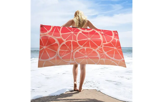 Aperturee Red Lemon Slices Fruit Summer Custom Name Beach Towel - 22x42in 55x105cm