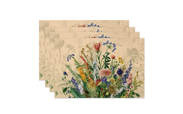 Aperturee Retro Colorful Wildflower Print Set Of 4 Placemats - 14x12 Inch