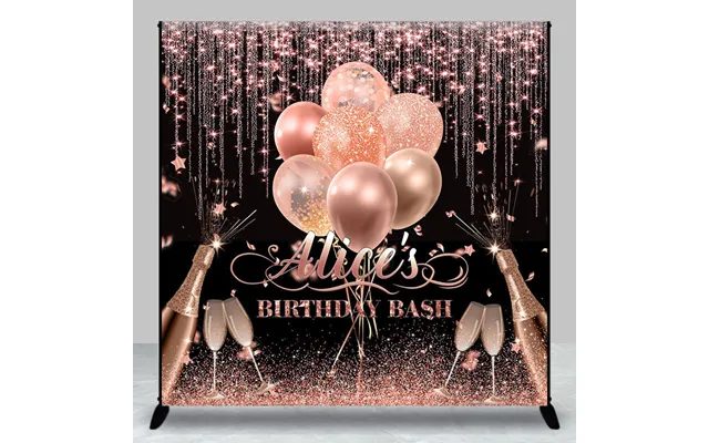 Aperturee Rose Gold Glitter Balloons Custom Birthday Backdrop - Aperturee