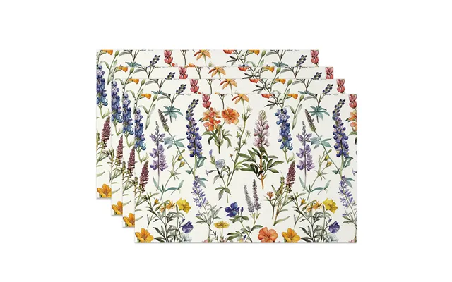 Aperturee Scattered Colorful Wildflower Set Of 4 Placemats - 14x12 Inch