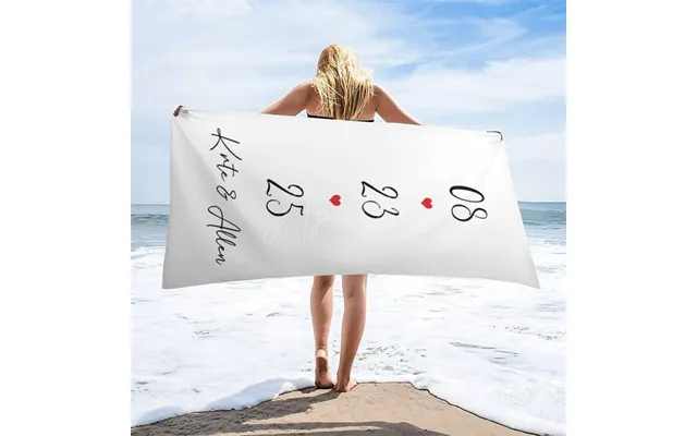 Aperturee Simple Red Heart Custom Est Name Beach Towel For Summer - 22x42in 55x105cm