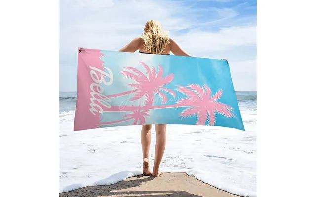 Aperturee Summer Palm Trees Blue Sky Custom Name Beach Towel - 22x42in 55x105cm