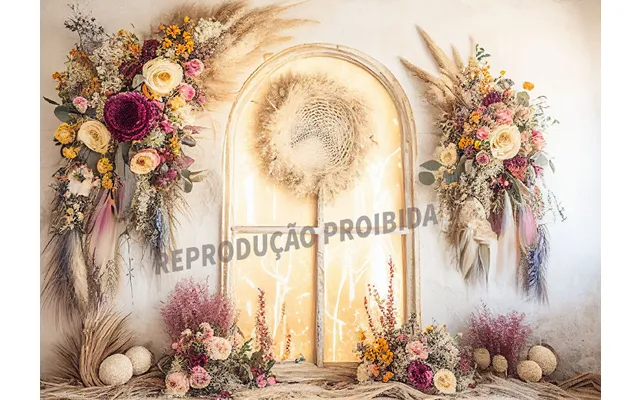 Boho Floral Reed Leaves Portrait Photoshoot Backdrop - Aperturee