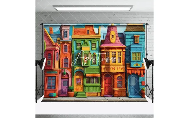 Cartoon Brick Building Street Architecture Backdrop - Aperturee