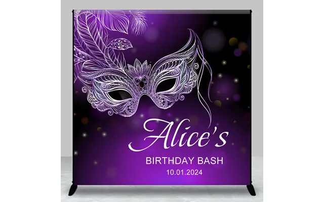 Custom Purple Mask Masquerade Birthday Bash Backdrop - Aperturee