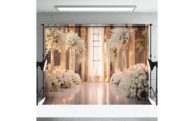 Floral Decorated Church Interior Wedding Backdrop - Aperturee