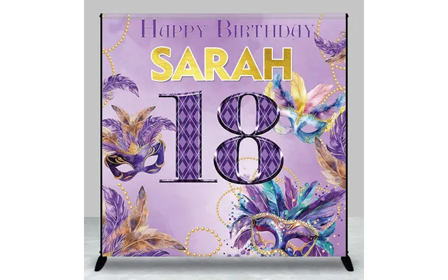 Personalized Purple Mask Pearl 18th Birthday Backdrop - Aperturee