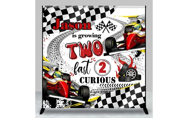 Personalized Racing Car 2nd Birthday Backdrop For Boy - Aperturee