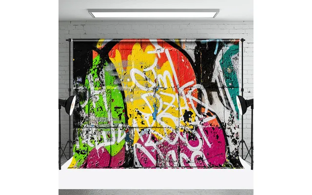 Retro Colorful Graffiti Brick Wall Photo Backdrop - Aperturee