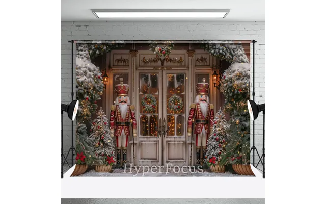 Retro Winter White Christmas Nutcracker Shop Backdrop - Aperturee