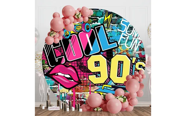 Round Colorful Hiphop Cool 90s Birthday Backdrop - Aperturee