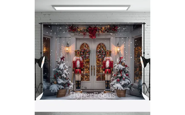 Snowy White Lit Christmas Nutcracker Shop Backdrop - Aperturee