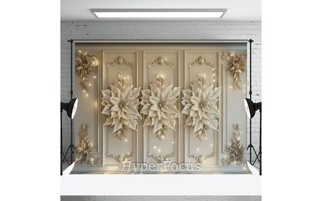 Vintage Beige Floral Wall Light Christmas Backdrop - Aperturee