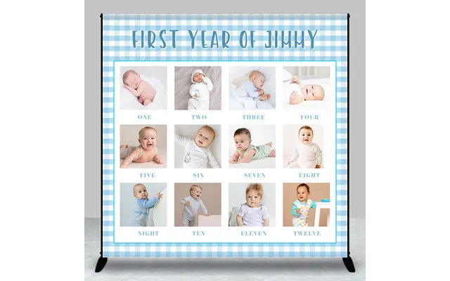White Blue Plaid Custom 1st Birthday Photo Backdrop - Aperturee