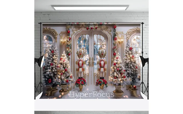 White Gold Lit Christmas Nutcracker Store Backdrop - Aperturee