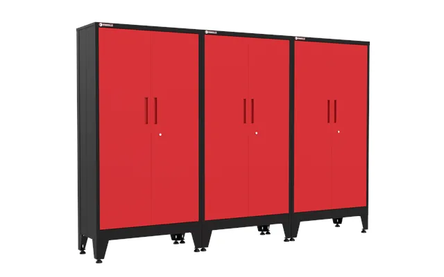 3-piece Garage Cabinet Storage And Organization Set With Levelers In Red