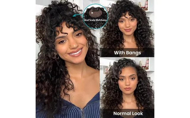 Curly Bangs Clip In Bang With Temples Hand-tied Melt Lace Human Hair Extension - Jerry Curly Same With The Picture