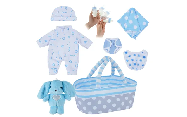 Suitable For 12'' Reborn Doll It's A Girl Adoption Reborn Baby Clothes Essentials-8pcs Accessories Gift Set Blue