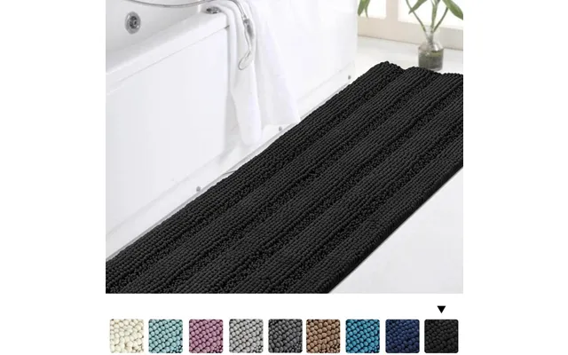 Chenille Kitchen Bath Rug Shaggy Bathroom Rug Mat - Black 59 X20