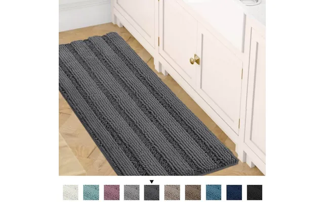 Chenille Kitchen Bath Rug Shaggy Bathroom Rug Mat - Deepgray 17 X24