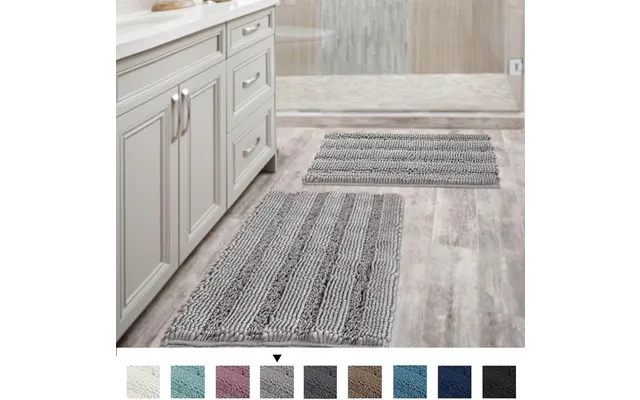Chenille Kitchen Bath Rug Shaggy Bathroom Rug Mat - Gray 20 X32