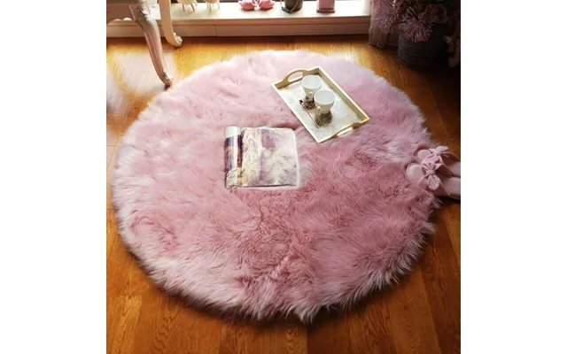 Faux Sheepskin Round Fur Area Rug - Pink 7ft