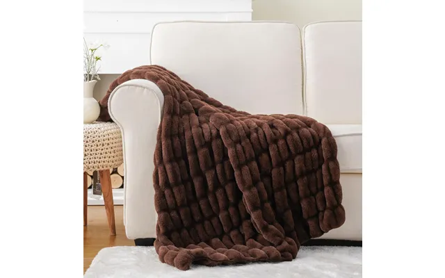 Luxury Reversible Faux Fur Throw Blanket Ultra-soft Plush Fleece For Couch & Bed - Dark Brown 50 X60
