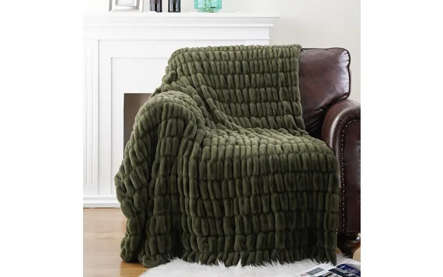 Luxury Reversible Faux Fur Throw Blanket Ultra-soft Plush Fleece For Couch & Bed - Dark Green 60 X80
