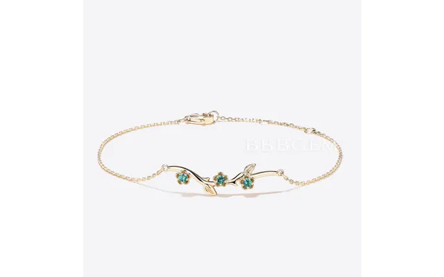 14k Solid Gold Leaf Bracelet Nature Inspired Emerald Floral Bracelet