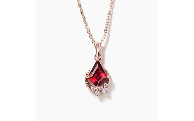 1ct Kite Cut Natural Garnet Diamond Necklace Crescent Moon Necklace
