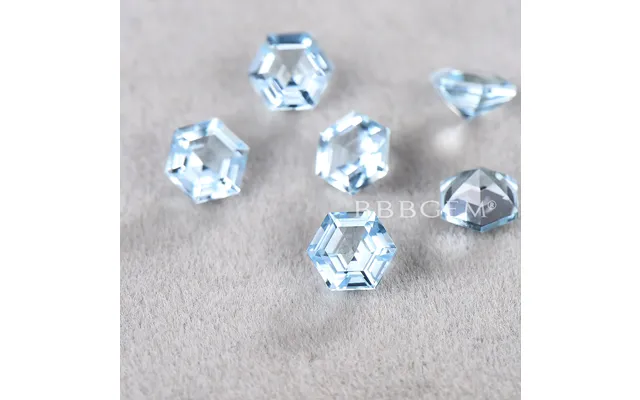 6x6mm Hexagon Cut Natural Aquamarine Wholesale Faceted Aquamarine