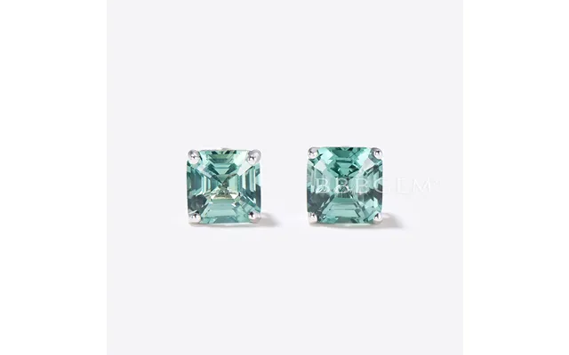 Asscher Cut Green Sapphire Studs Earrings Sterling Silver Solitaire Earrings