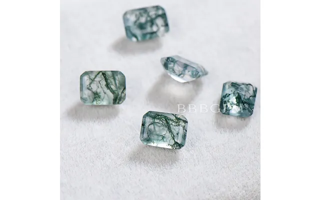 Emerald Cut Natural Moss Agate Wholesale Faceted Aquatic Agate