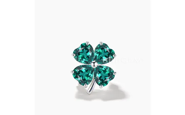 Heart Cut Emerald Four-leaf Clover Brooch White Gold Nature Inspired Brooch