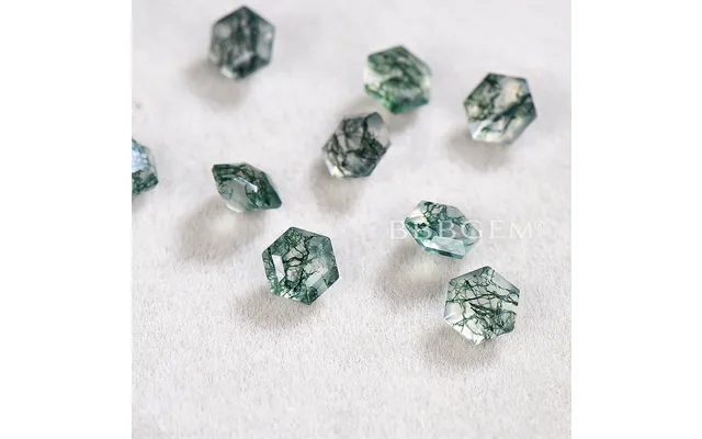 Hexagon Cut Green Moss Agate Faceted Calibrated Bulk Gemstones