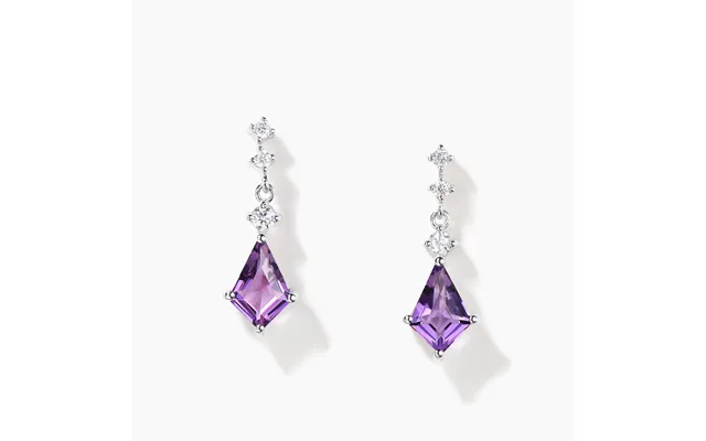 Kite Cut Natural Amethyst Drop Earrings Diamond Minimalist Dangle Crystal Earrings