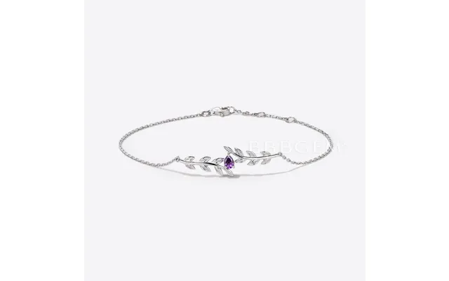 Nature Inspired Pear Shaped Amethyst Bracelet White Gold Twig Leaf Bracelet