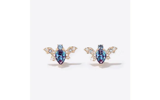 Pear Alexandrite Stud Earrings Moon Star Design Bat Earrings