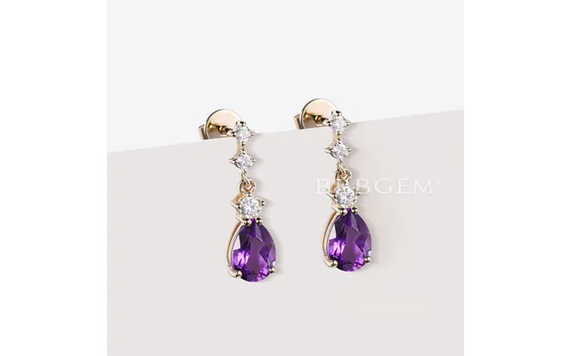 Pear Natural Amethyst Drop Earrings Minimalist Dangle Earrings