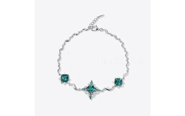 Princess Cut Green Emerald Wavy Bracelet Diamond Halo Wedding Bracelet