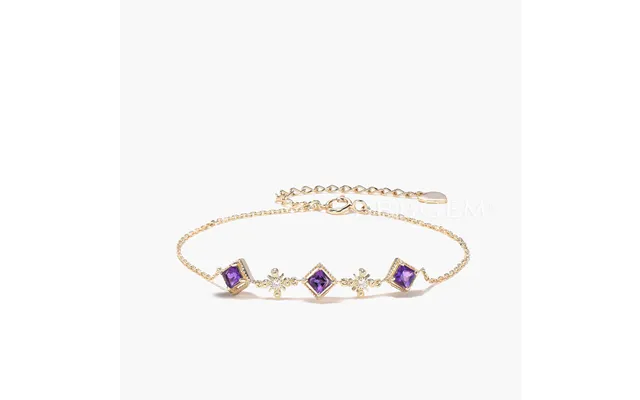 Princess Cut Natural Amethyst Bezel Settings Bracelet Diamond Bracelet
