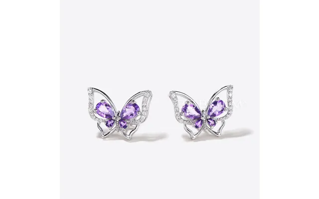 Teardrop Natural Amethyst Stud Earrings Unique Diamond Butterfly Earrings