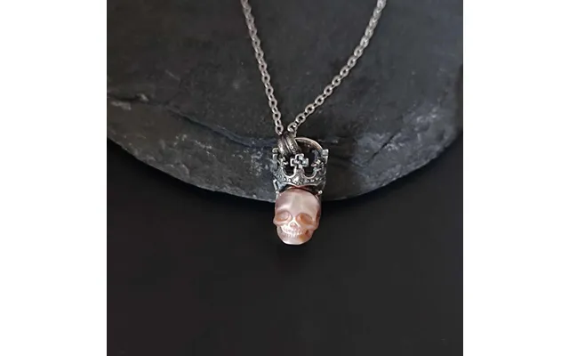 Vintage Pearl Skull Cross Crown Necklace - Light Orchid 50 5 Cm 21